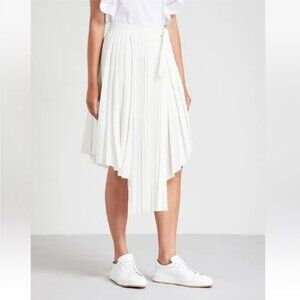Maje The Jaxy Asymmetrical Pleated Midi Skirt in White Size 36/Medium.